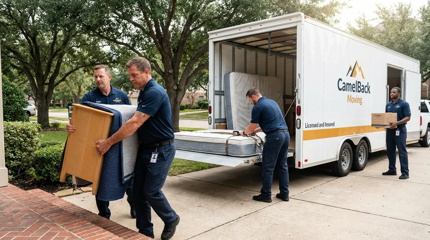 Crew loading residential truck for cross-state move from Fountain Hills, AZ